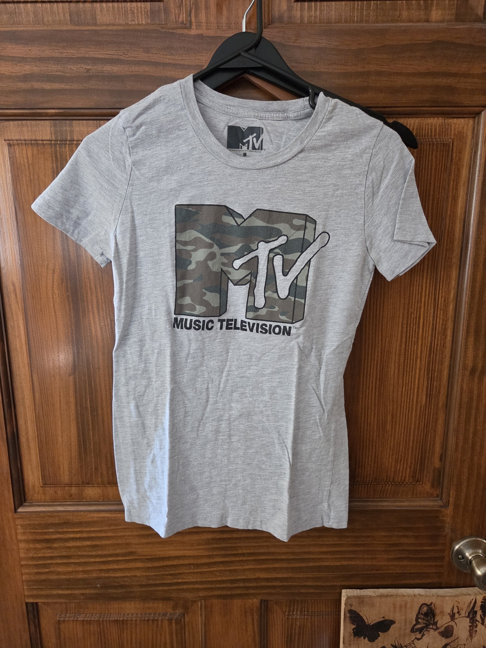 MTV Light Gray Tee with Camouflage Logo